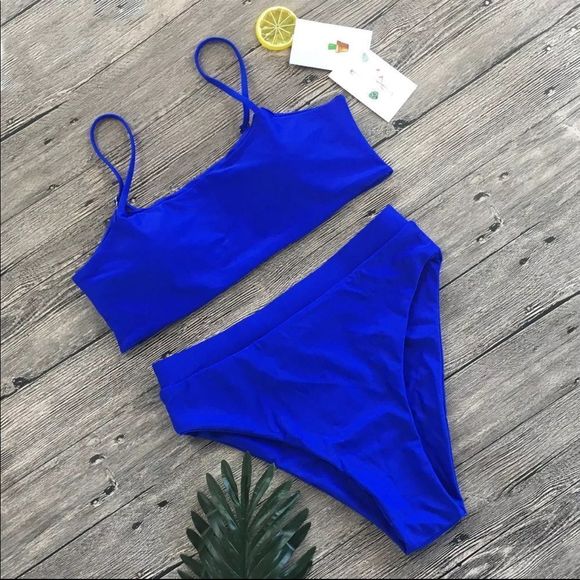Large Blue Two Piece Swimsuit NWOT - Picture 2 of 3